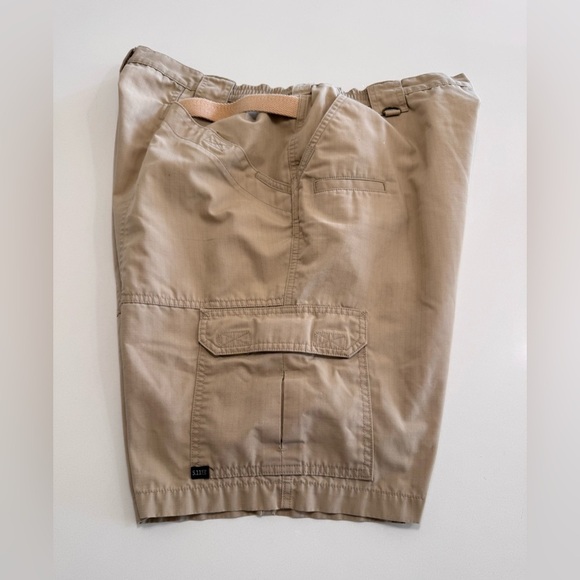 5.11 Tactical Mens Shorts Size 40 - 10 Inch Inseam Pro Cargo Ripstop Khaki Tan - Picture 4 of 11